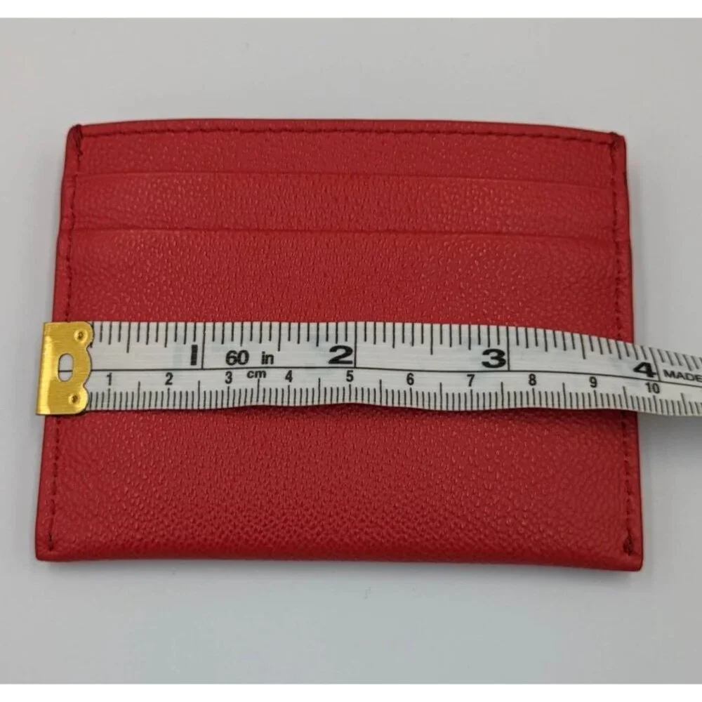 Burberry Sandon Embossed Logo Smooth Leather Card Case Wallet Red - Picture 8 of 9